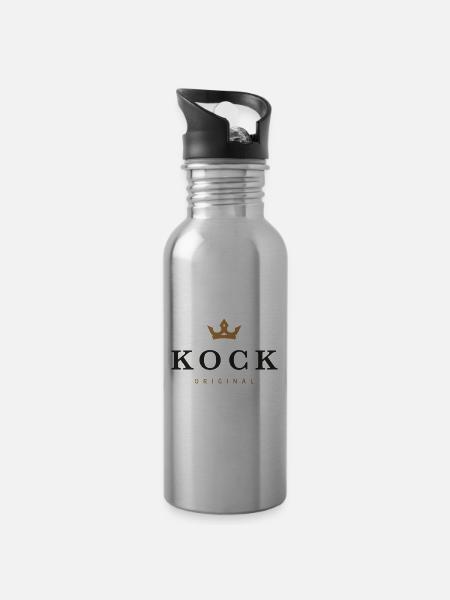 Kock Original Familienlogo - Drikkeflaske med integreret sugerør - lys sølv