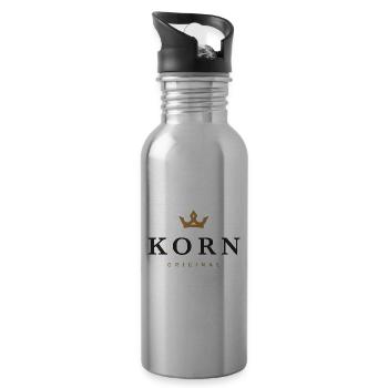 Logo original de la famille Korn - Gourde avec paille intégrée - argent clair - Droite