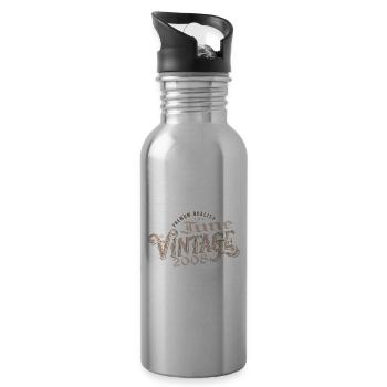 June 2008 Vintage 16th Anniversary Gift 2008 - Water bottle with straw - silver - Right