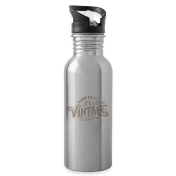 June 2020 Vintage 4th Anniversary Gift 2020 - Water bottle with straw - silver - Right
