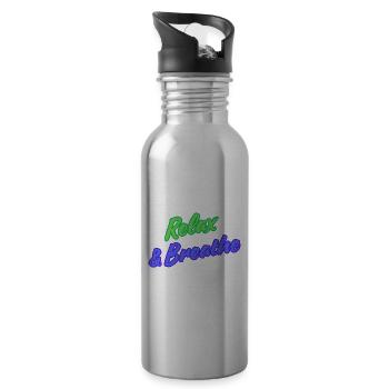 Relax & Breath - Water bottle with straw - silver - Right