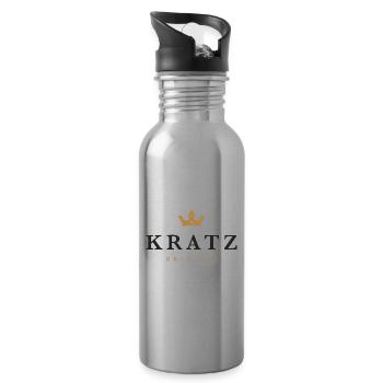 Logo original de la famille Kratz - Gourde avec paille intégrée - argent clair - Droite