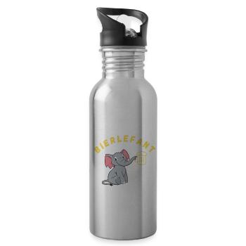 Bier und Elefant passt wie Zoo und Rüssel - Trinkflasche mit integriertem Trinkhalm - Lightsilver - Rechts