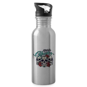 Dia de los muertos - Tag der Toten - Totenköpfe - Trinkflasche mit integriertem Trinkhalm - Lightsilver - Rechts