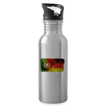 Fusion Portugal Deutschland Sport Fussball Liebe - Trinkflasche mit integriertem Trinkhalm - Lightsilver - Rechts