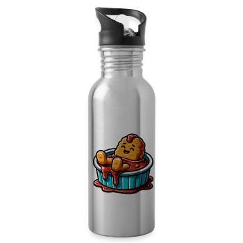 Fried Chicken Chicken Wings Chicken Gift - Water bottle with straw - silver - Right
