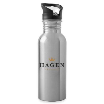 Hagen Original Family Logo - Water bottle with straw - silver - Right