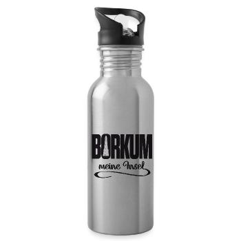 Borkum meine Insel - Trinkflasche mit integriertem Trinkhalm - Lightsilver - Rechts