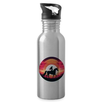 Fille de cheval arabe - Gourde avec paille intégrée - argent clair - Droite