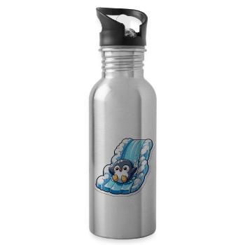 Cute Penguins Little Penguin Penguin Lover - Water bottle with straw - silver - Right