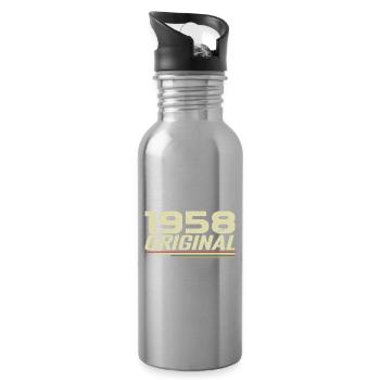 Born in 1958 Vintage 1958 Retro Anniversary 1958 - Water bottle with straw - silver - Right