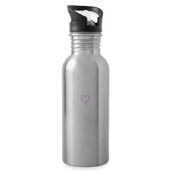 Travel Team Herz - Trinkflasche mit integriertem Trinkhalm - Lightsilver - Rechts