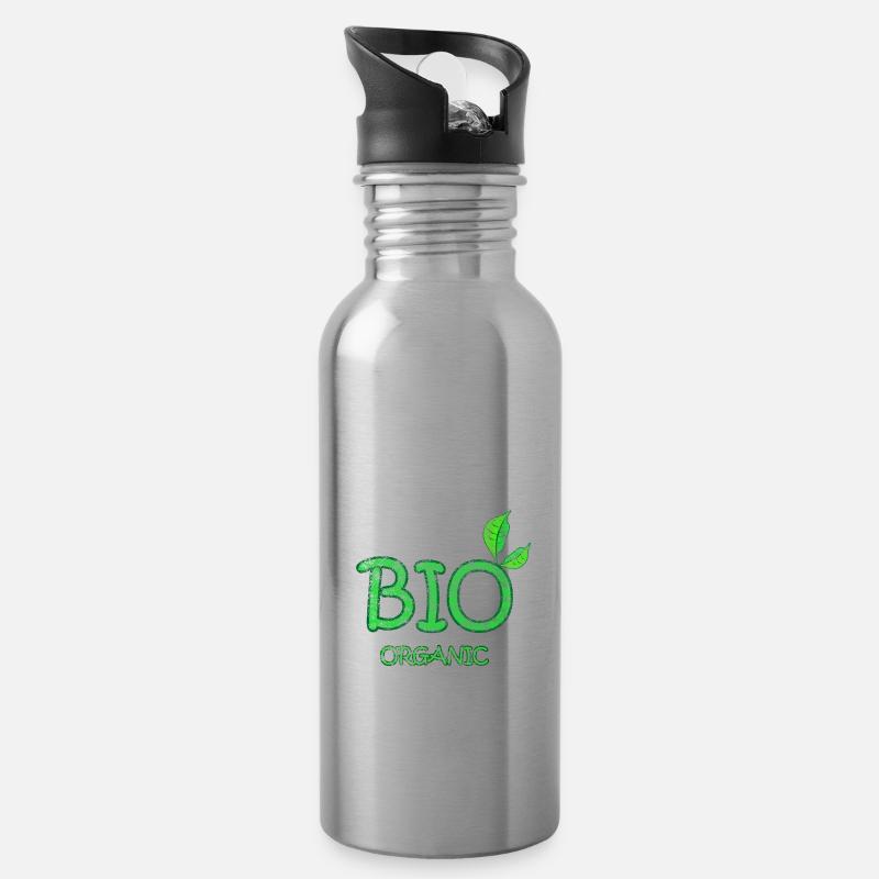Bio - Gourde avec paille intégrée - argent clair
