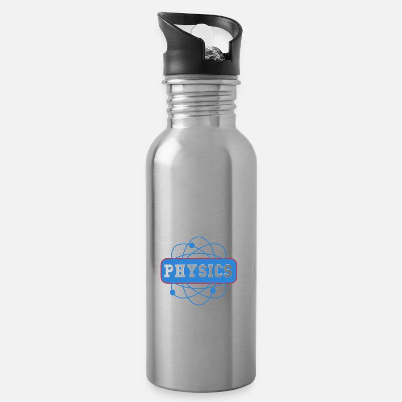 physics - Water bottle with straw - silver