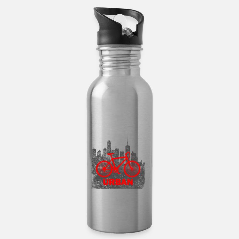 Fahrrad fahren - Trinkflasche mit integriertem Trinkhalm - Lightsilver