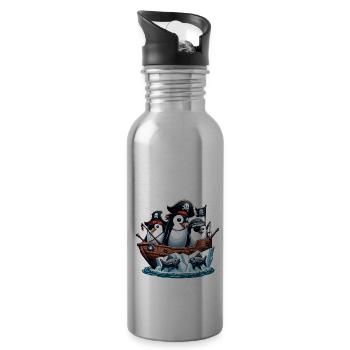 Drôle de pingouins Pirates pingouin enfant cadeau - Gourde avec paille intégrée - argent clair - Droite