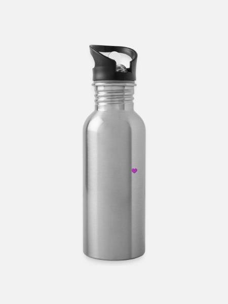 Freundschaft Herz - Trinkflasche mit integriertem Trinkhalm - Lightsilver