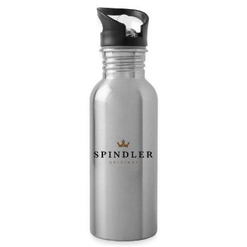 Logo original de la famille Spindler - Gourde avec paille intégrée - argent clair - Droite
