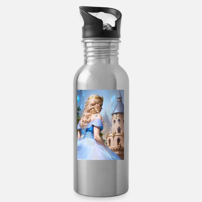 Prinzessin - Trinkflasche mit integriertem Trinkhalm - Lightsilver