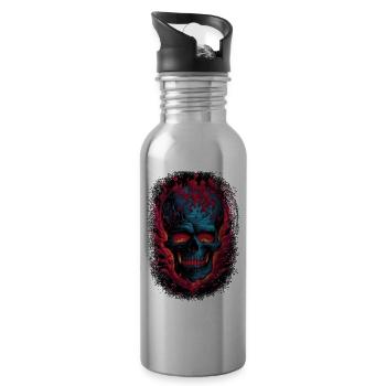 Death Adult Clothing Happy Balloons Skeleton Cage - Water bottle with straw - silver - Right