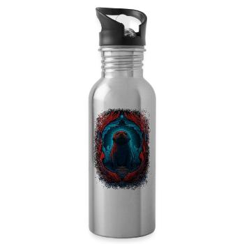 joke animal pet animal print animal seal (animal) - Trinkflasche mit integriertem Trinkhalm - Lightsilver - Rechts