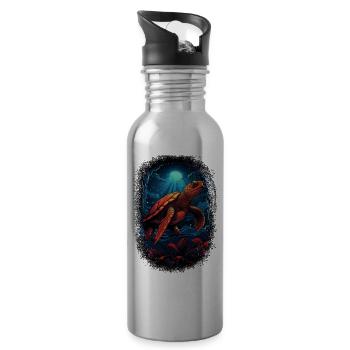 funny sayings animal park awesome sea turtle - Trinkflasche mit integriertem Trinkhalm - Lightsilver - Rechts