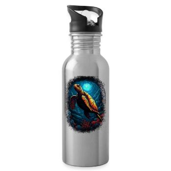 duck green tribal turtle turtle lover geek - Water bottle with straw - silver - Right