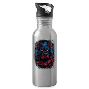 birthday present chihuahua happy mammal dog love - Trinkflasche mit integriertem Trinkhalm - Lightsilver - Rechts