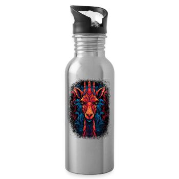 green kawaii children present idea baby giraffe - Trinkflasche mit integriertem Trinkhalm - Lightsilver - Rechts