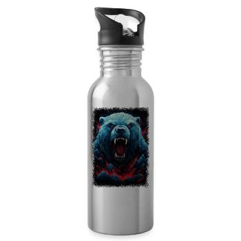 humor feminist happy bday books and coffee comic - Water bottle with straw - silver - Right
