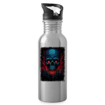 Gift Idea Scary Skater Love Spooky Drawing Anatomy - Water bottle with straw - silver - Right