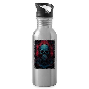 scary skateboarding bday skull skeleton costume - Trinkflasche mit integriertem Trinkhalm - Lightsilver - Rechts