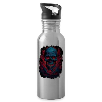 sayings dabbing cool skull fun joke skater bday - Trinkflasche mit integriertem Trinkhalm - Lightsilver - Rechts