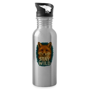Restez sauvage - Cool Fox - Gourde avec paille intégrée - argent clair - Droite