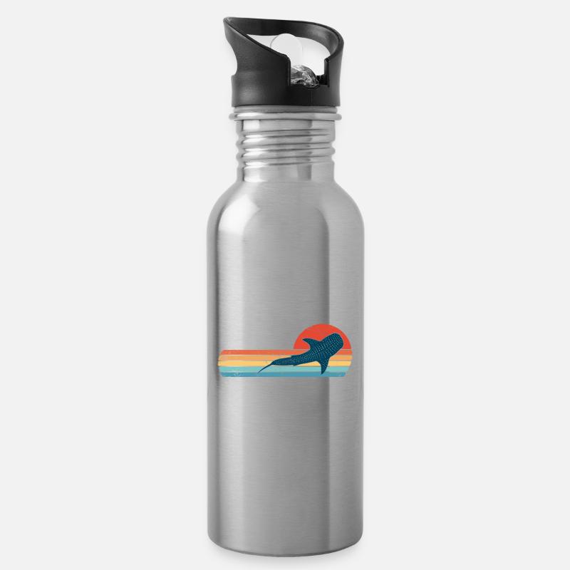 Walhai - Trinkflasche mit integriertem Trinkhalm - Lightsilver