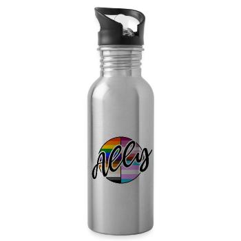 Ally - LGBTIQ Queer Gay Pride CSD Verbündetenschaf - Trinkflasche mit integriertem Trinkhalm - Lightsilver - Rechts
