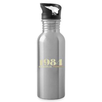 Original 1984 Vintage 1984 Birthday 1984 Retro - Water bottle with straw - silver - Right