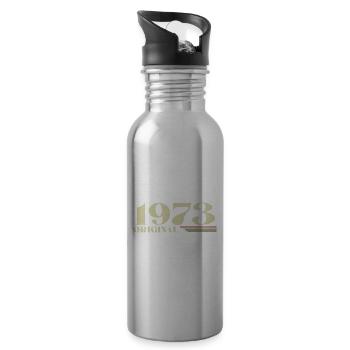 Original 1973 Jahrgang 1973 Geburtstag 1973 Retro - Trinkflasche mit integriertem Trinkhalm - Lightsilver - Rechts