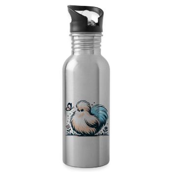 Silkie Chicken Fluffy Chicken Silkies - Trinkflasche mit integriertem Trinkhalm - Lightsilver - Rechts