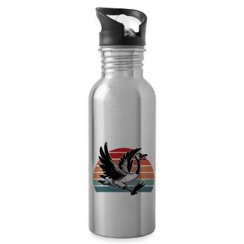 Lustige kanadische Gans - Trinkflasche mit integriertem Trinkhalm - Lightsilver - Rechts