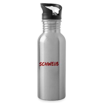 Schweiß egal - Sport Gym Workout Training - Trinkflasche mit integriertem Trinkhalm - Lightsilver - Rechts