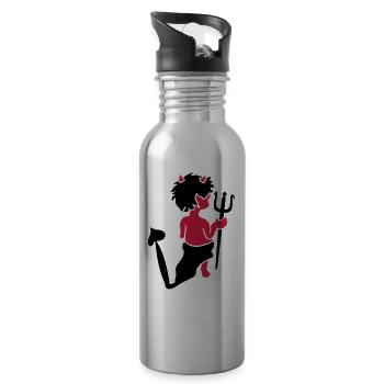 Kleiner Teufel / little devil (a, 2c) - Trinkflasche mit integriertem Trinkhalm - Lightsilver - Rechts
