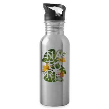 JUNGLE BLACK - Trinkflasche mit integriertem Trinkhalm - Lightsilver - Rechts