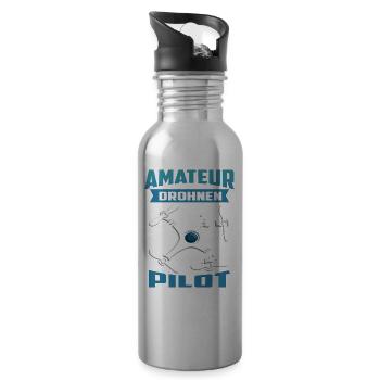 Amateur Pilot schrottet Drohne - Trinkflasche mit integriertem Trinkhalm - Lightsilver - Rechts