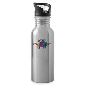 Dino - Water bottle with straw - silver - Right