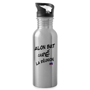 Alon bat caré la Réunion - Gourde avec paille intégrée - argent clair - Droite