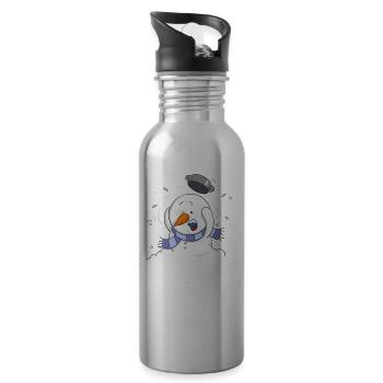 Snowsey, der kleine Schneemann, voll erschrocken. - Trinkflasche mit integriertem Trinkhalm - Lightsilver - Rechts