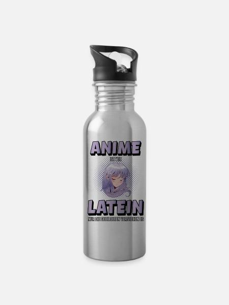 Anime Spruch Cosplay Manga Geek Geschenk lustig - Trinkflasche mit integriertem Trinkhalm - Lightsilver