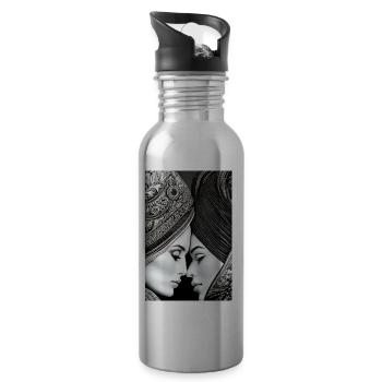 Liebe Frauen Lesbisch - Trinkflasche mit integriertem Trinkhalm - Lightsilver - Rechts