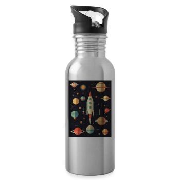 Rocket Launch Raketenstart - Trinkflasche mit integriertem Trinkhalm - Lightsilver - Rechts
